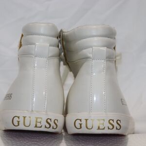 Guess White and Gold High-Top Sneakers